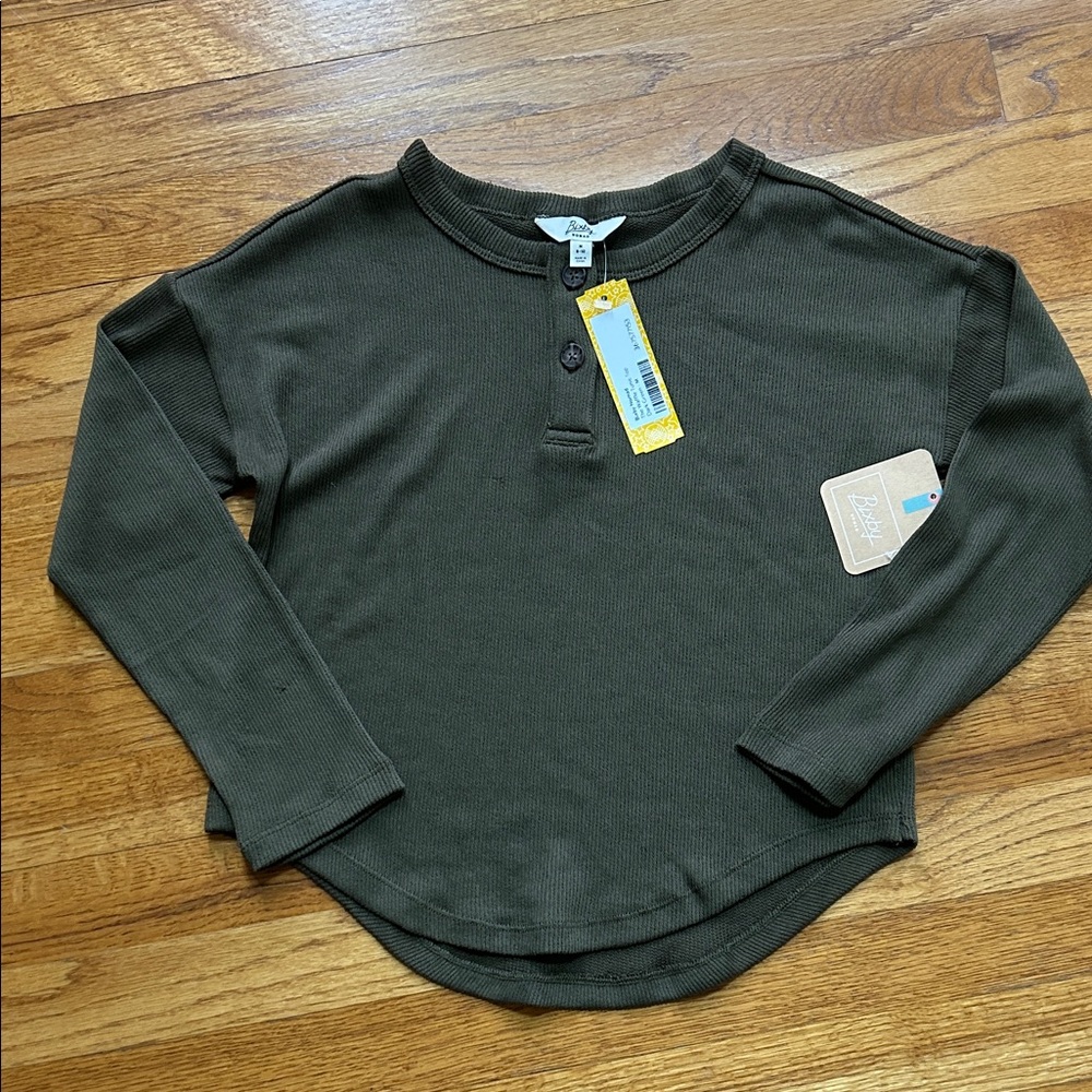 Cozy Olive Long Sleeve Henley for Kids